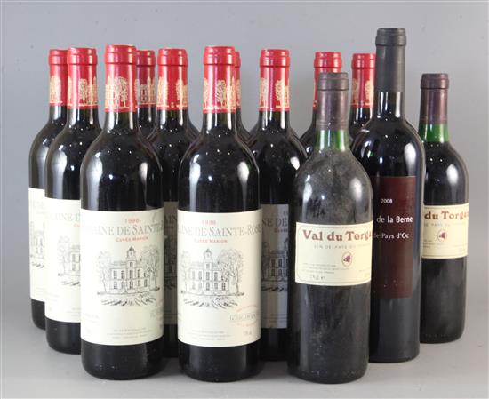 Twelve bottles of Domaine De Sainte-Rose, Cuvee Marilon, 1998 (Vin de pay doc) and three other French